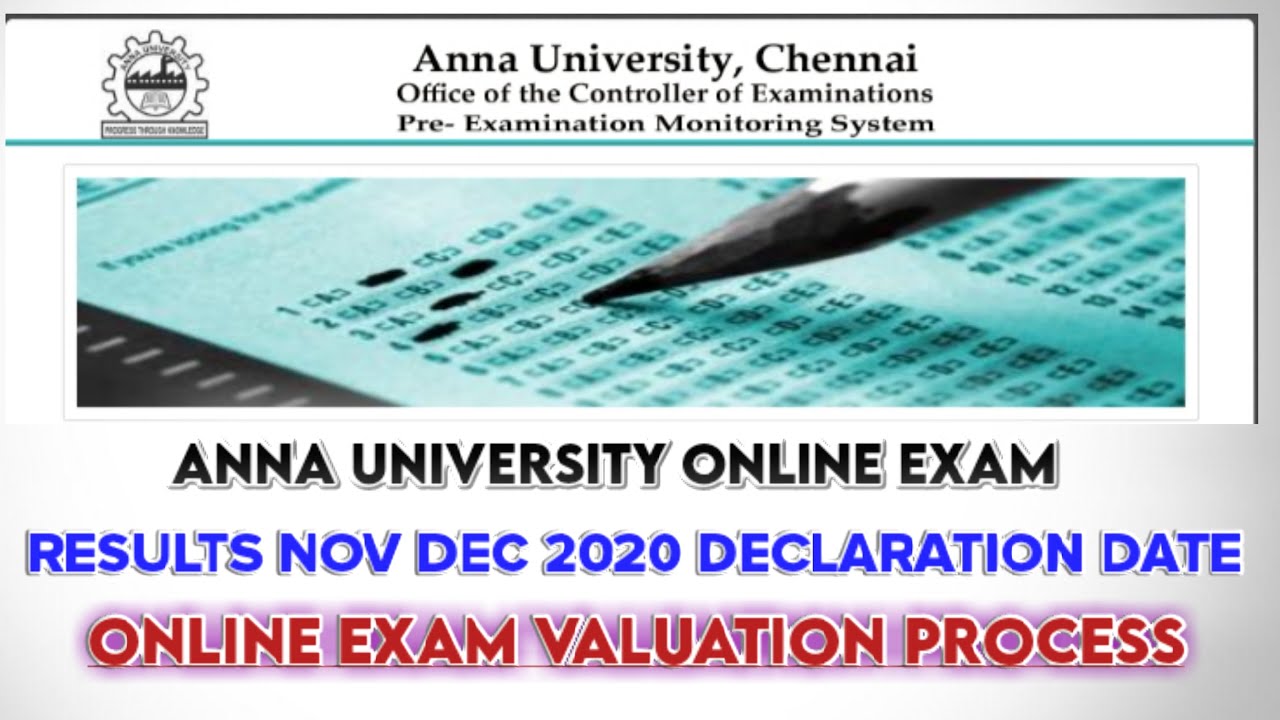 |ANNA UNIVERSITY |ONLINE EXAM RESULT |NOV DEC 2020|DATE |ONLINE EXAM VALUATION |PROCESS