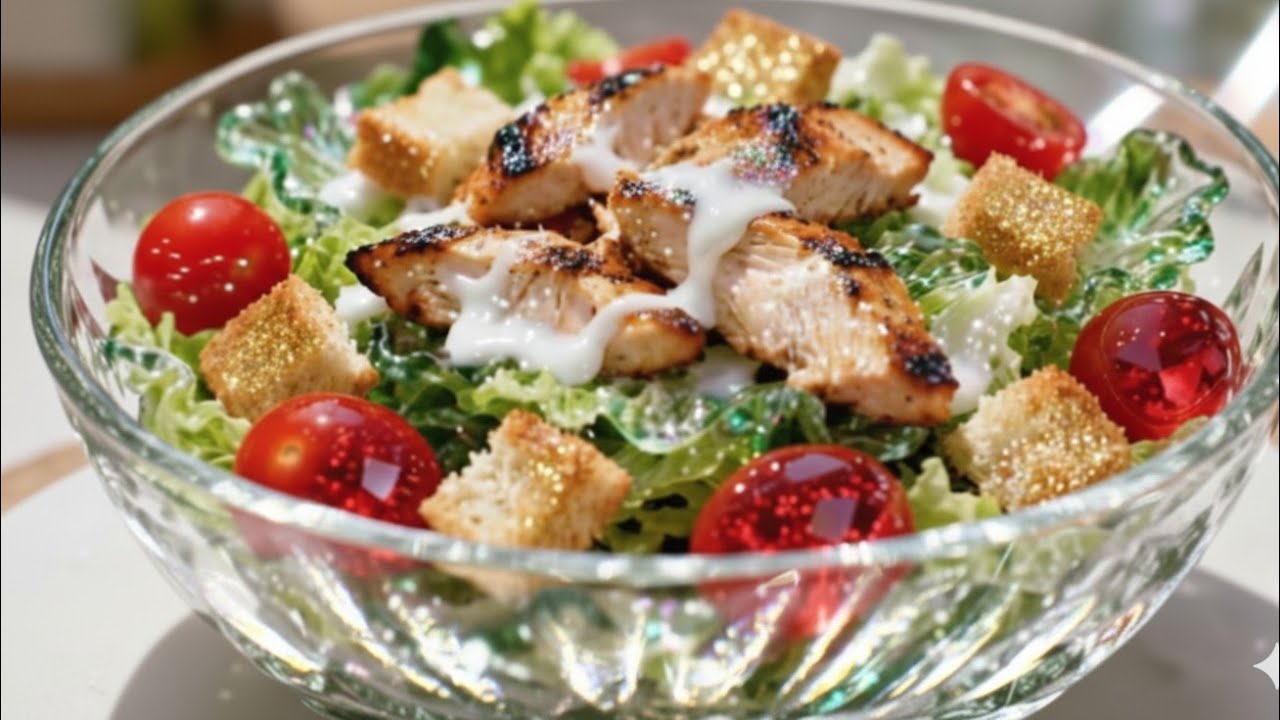 This Caesar Salad  is made of crystal glass ASMR | Shiny & Glossy