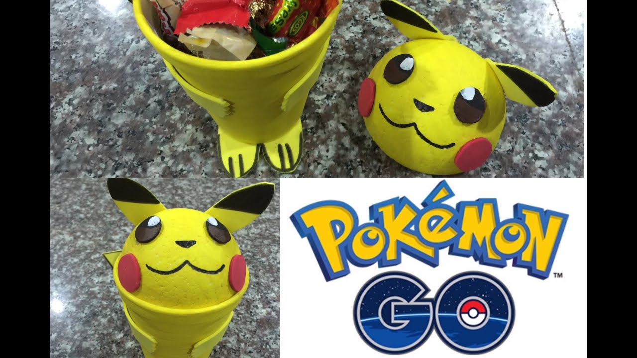 pokemon go, picachu organizador, dulcero o cajita de regalo
