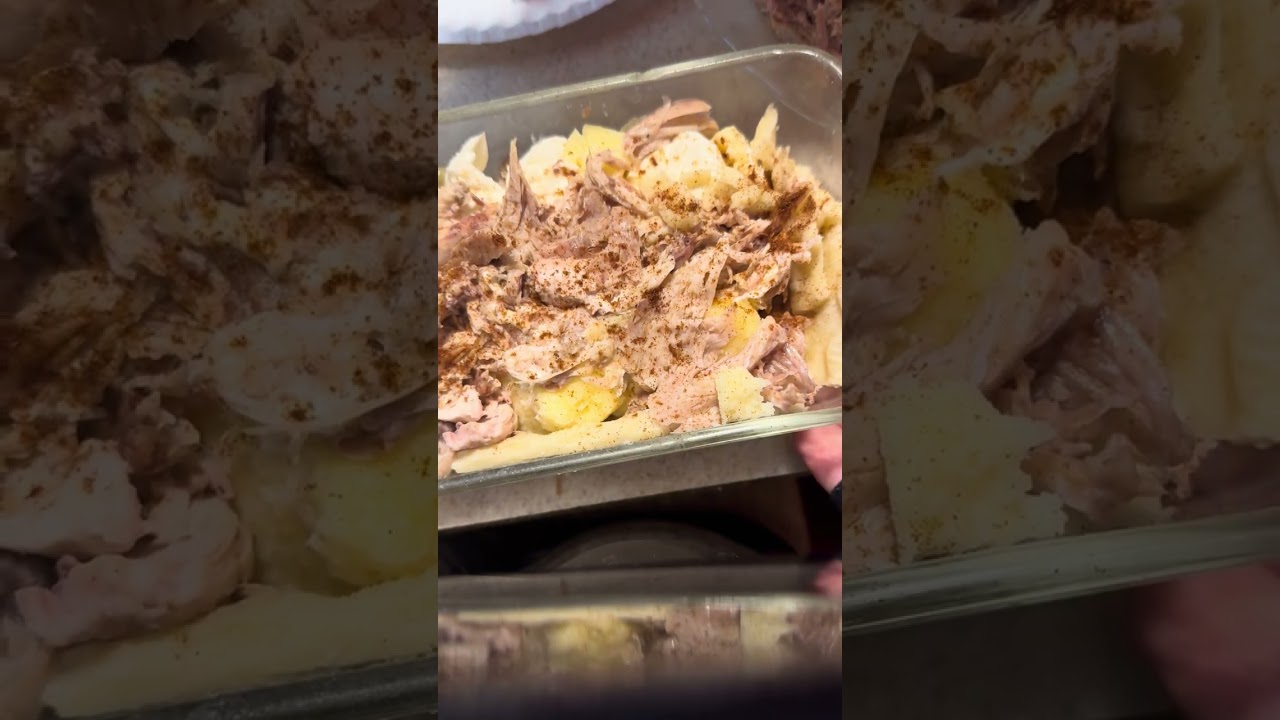 Shredding chicken, getting rid of bones and brown veins and chitchatting about life