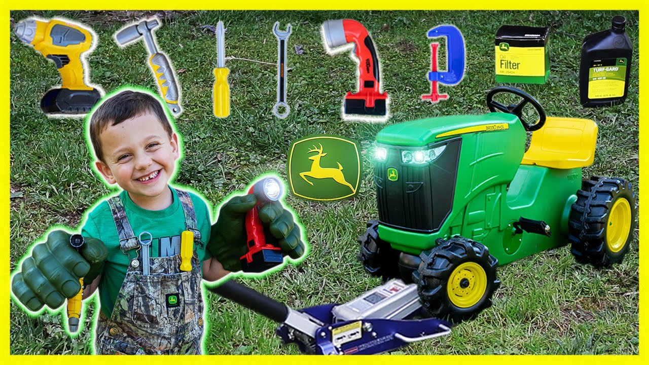 Toy Tool Set Pretend Oil Change | John Deere Pedal Tractor Oil Change