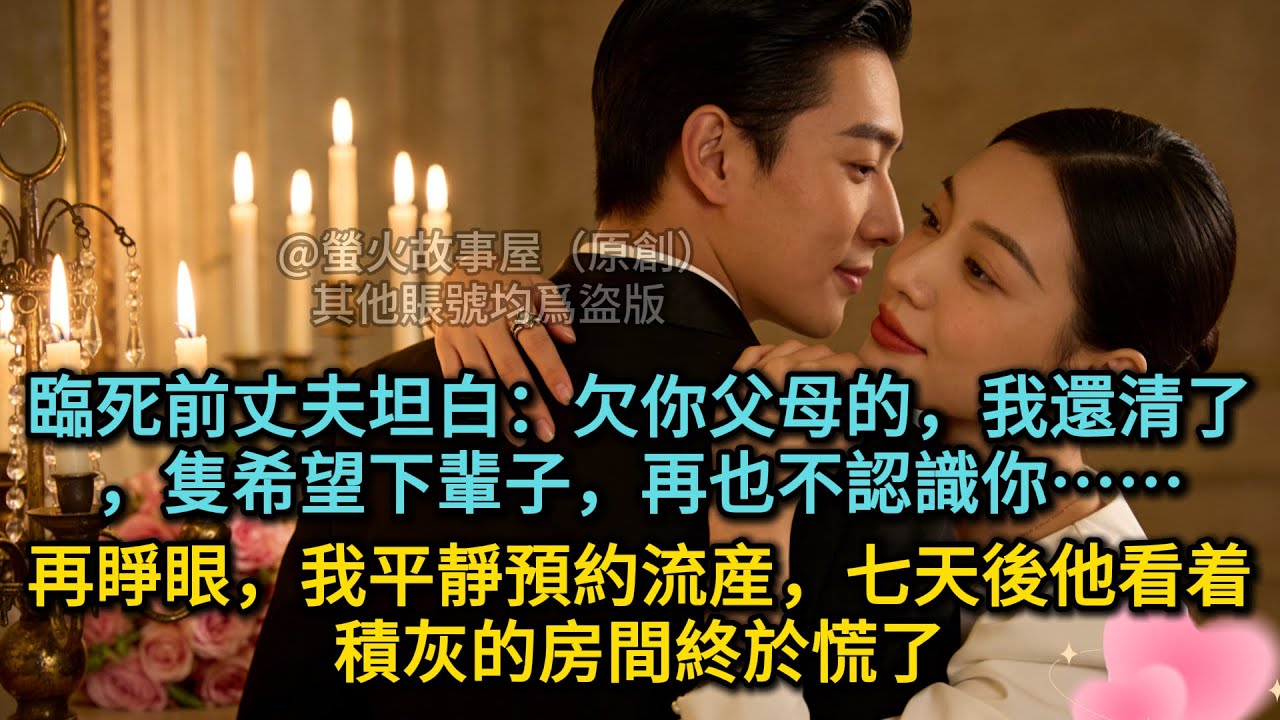 【完結】臨死前丈夫坦白：欠你父母的，我還清了，隻希望下輩子，再也不認識你……再睜眼，我平靜預約流産，七天後他看着積灰的房間終於慌了#為人處世 #生活經驗 #情感故事 #故事 #小說 #戀愛 #情感