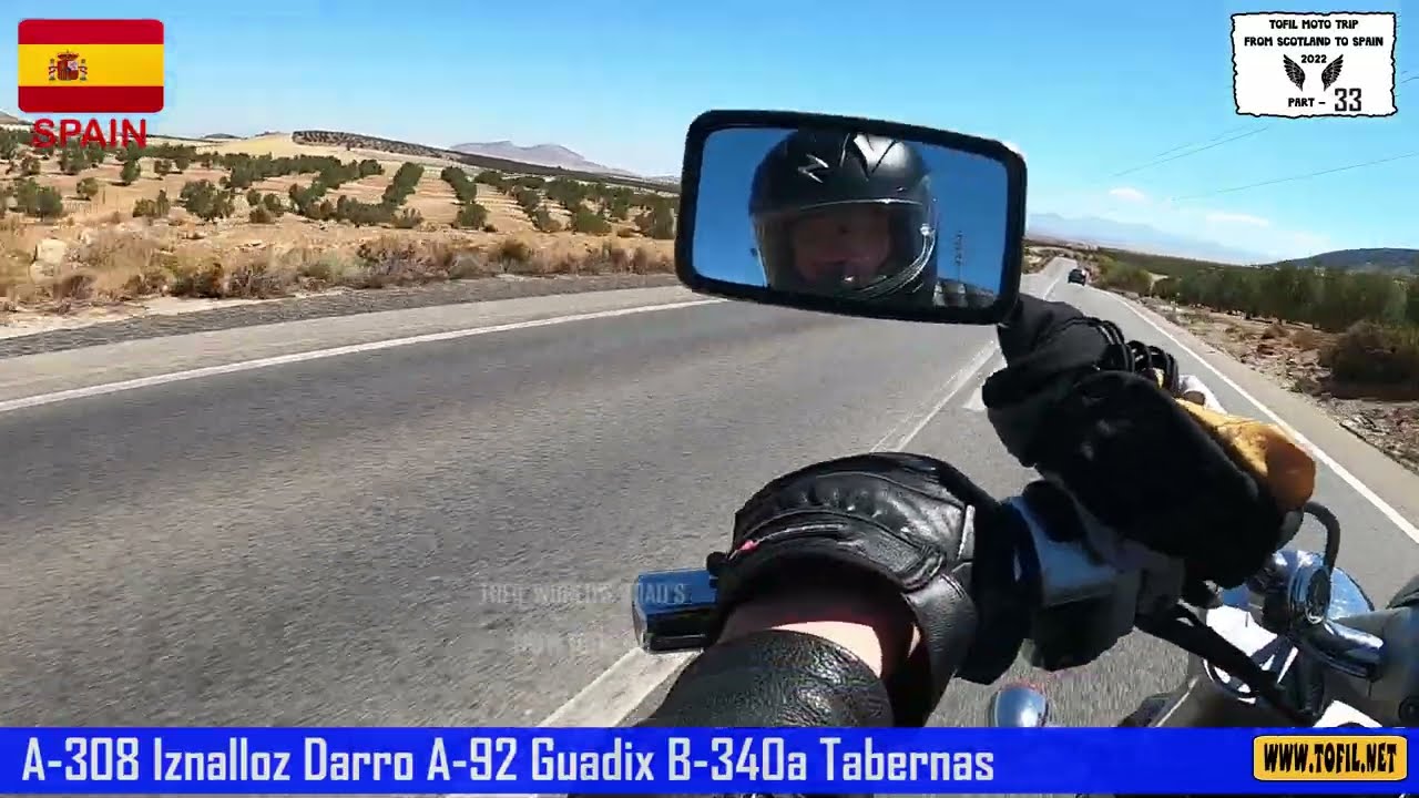 #33 A-308 Iznalloz Darro A-92 Guadix B-340a Tabernas SPAIN 2022 Helmet Cam Moto Trip WWW.TOFIL.NET