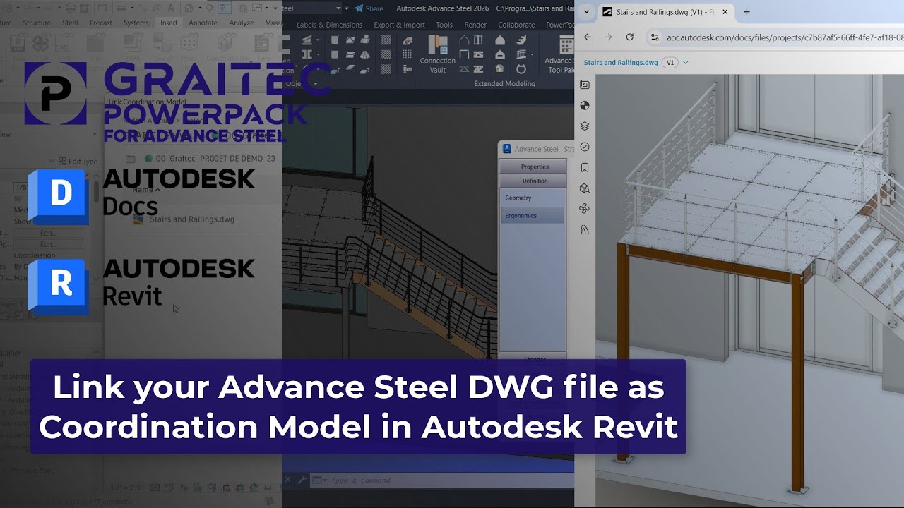 Link your PowerPack for Advance Steel DWG file as Coordination Model in Revit