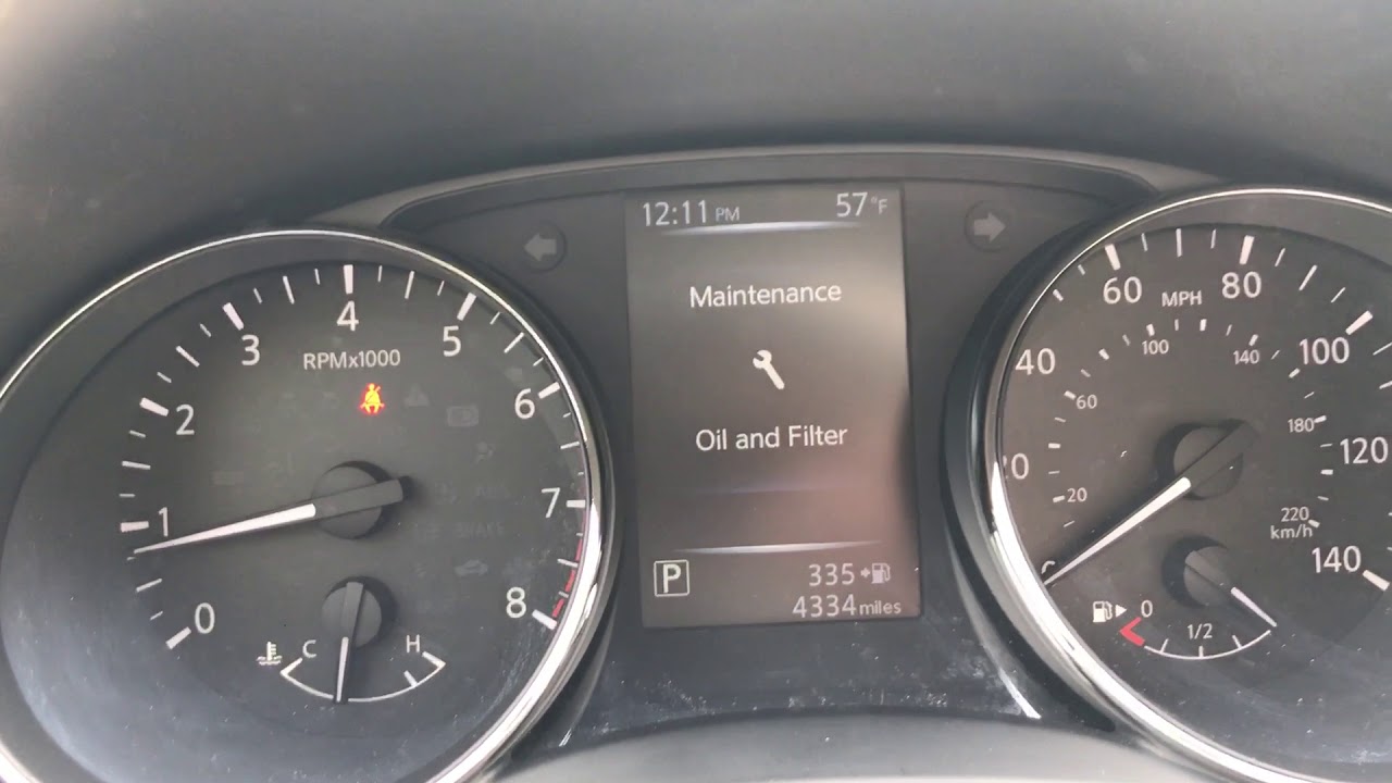 Nissan Rogue 2017 года &mdash; процедура сброса данных по обслуживанию масла