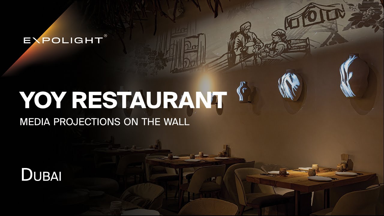 YOY Restaurant with media projections on the wall, Dubai | Expolight