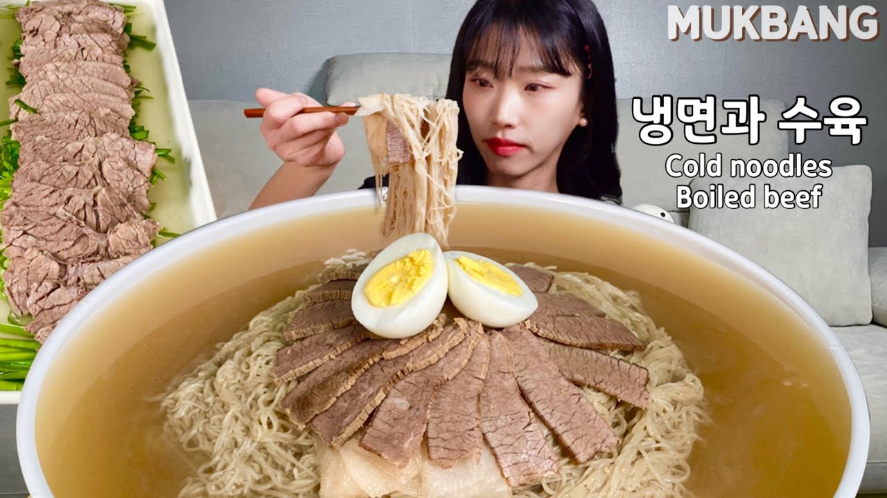 한겨울에 냉면 먹는 🐸청개구리 유튜버 B씨의 평양냉면과 수육 먹방 Korean Cold Noodles & Boiled Beef Mukbang Eating show