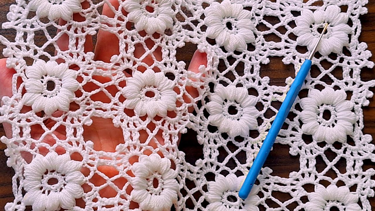 Delicate Square Crochet 🧶 Crochet Lace Pattern and join Crochet Motif  For Crochet Shawl