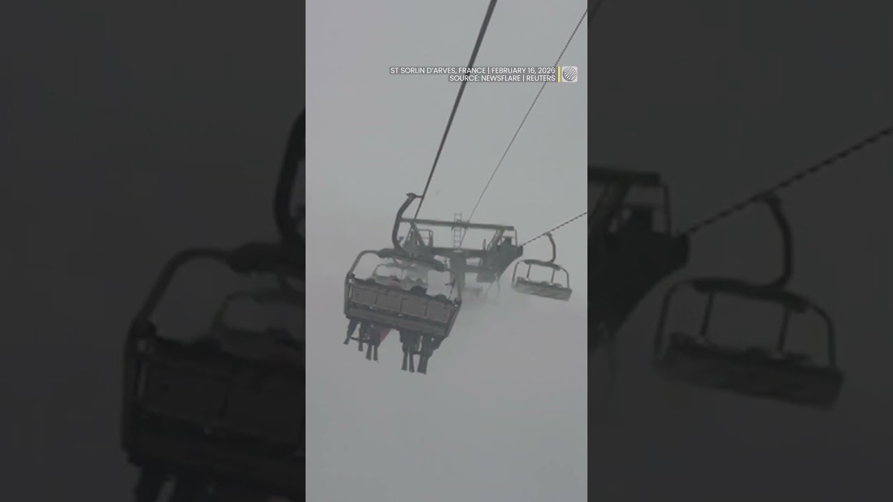 Caught on a skilift during incrediblly strong winds | #chairlift