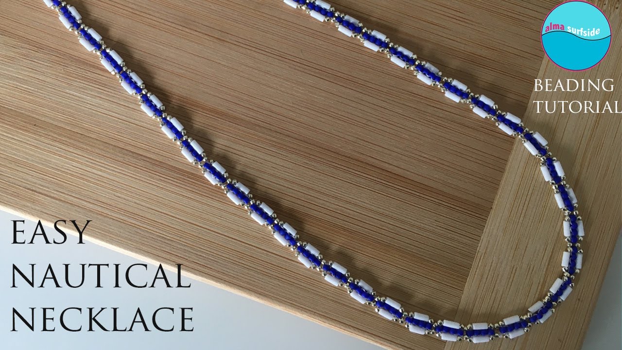 BEADING TUTORIAL: Easy Nautical Necklace/Collar nautico, bugle, seed beads #easytutorial #diyjewelry