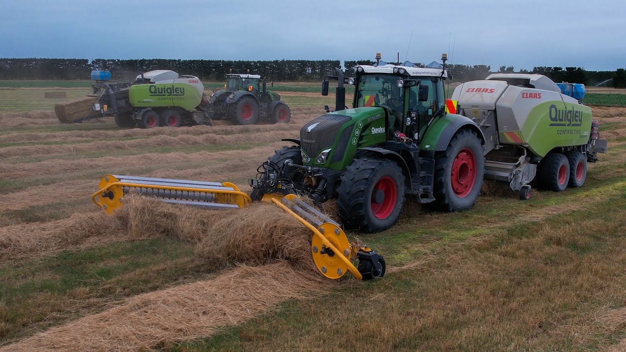 4 Fendt Tractors Baling Grass Straw - FENDT 930 & 828