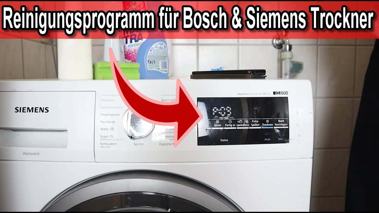 Siemens / Bosch Trockner IQ300 & IQ500 Reinigungsprogramm starten & ausf&uuml;hren