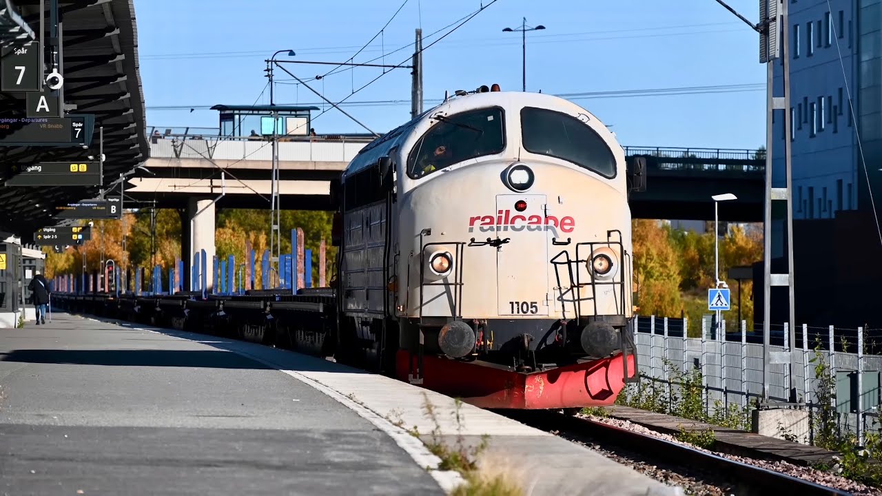 NOHAB-diesel, commuter rail and fast trains i Flemingsberg