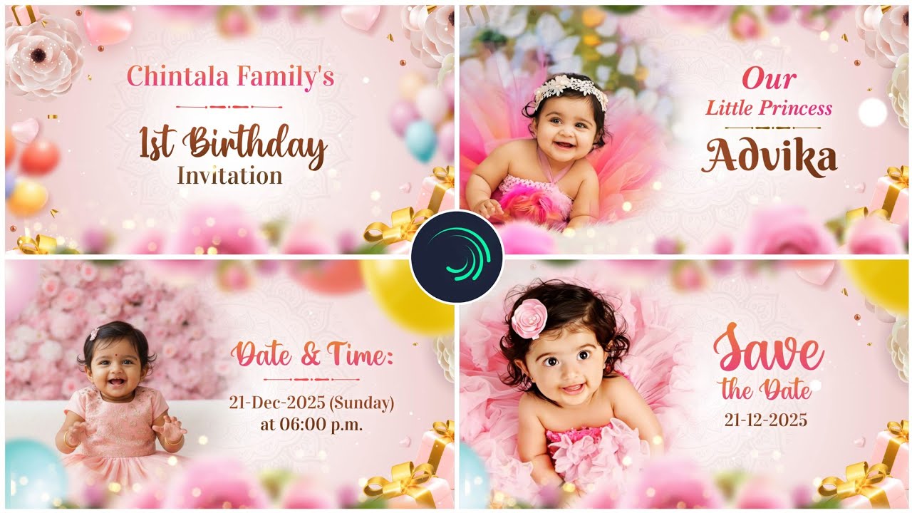 1st Birthday Invitation Video Editing in Telugu 2025 | Alight Motion Birthday Invitation Tutorial