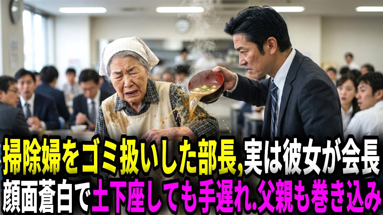 清掃員をゴミ扱いし味噌汁をかけた部長,正体は創業家会長… 親子で即日解雇された話.