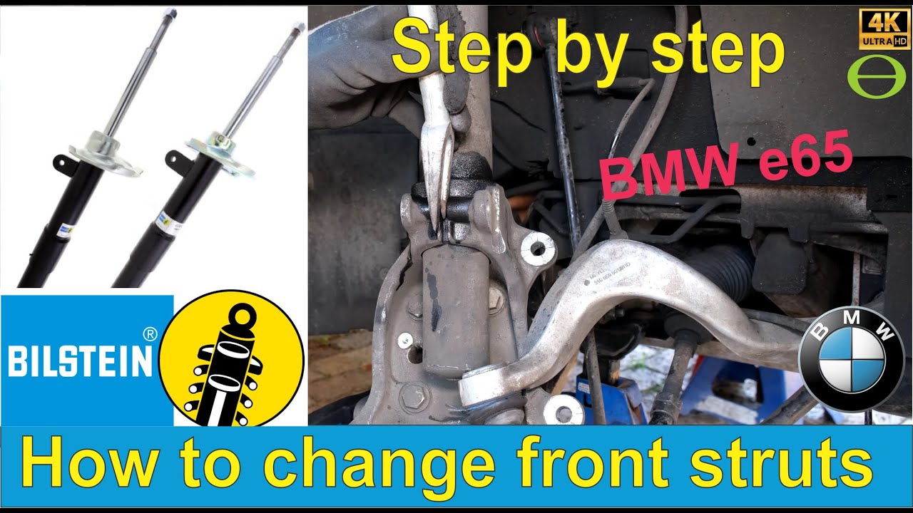 How to replace the front struts (shock absorbers) on a seven series E65 BMW with Bilstein B4 struts