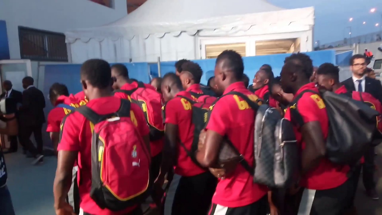 Ghana players arriving for match against Cameroon