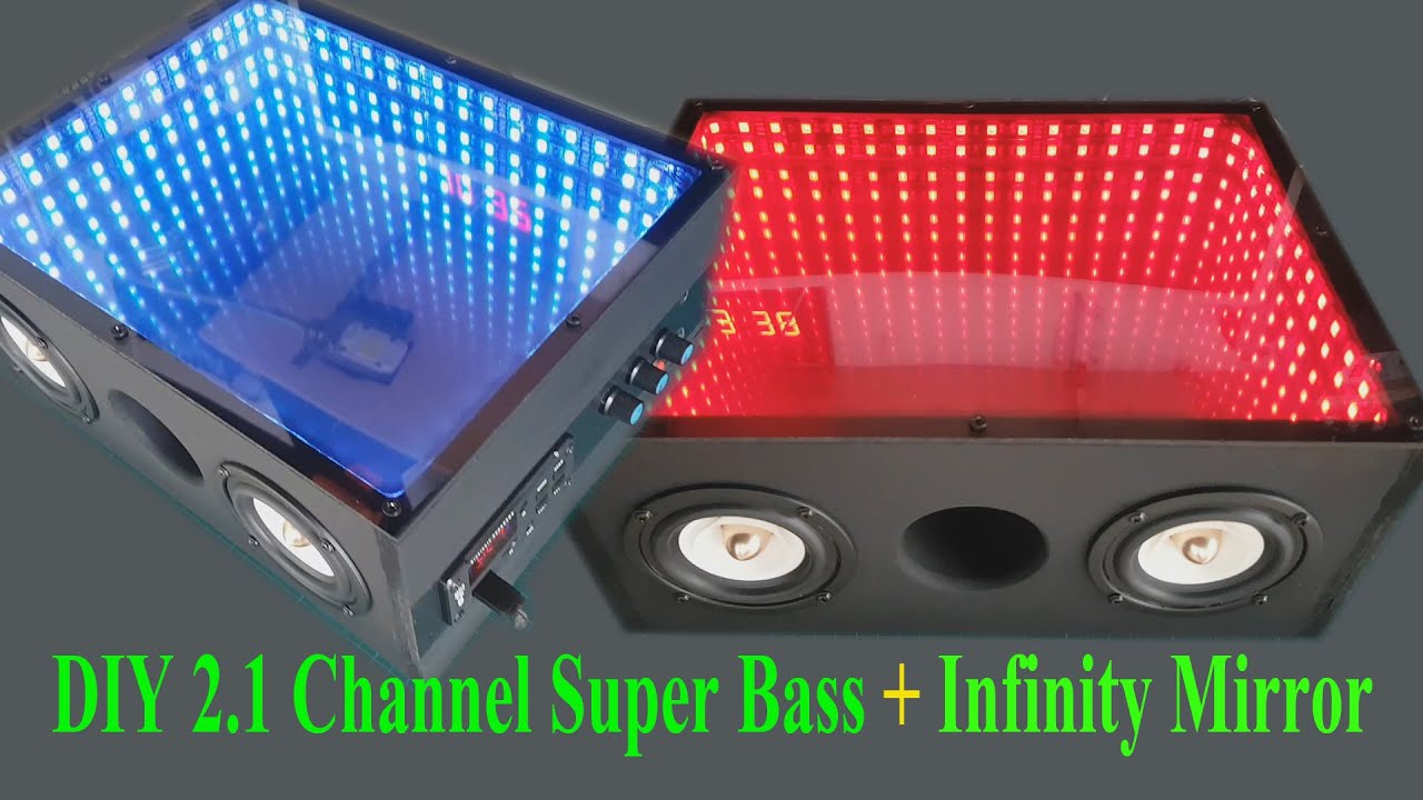 DIY 2.1 Channel Super Bass Bluetooth Mp3 Usb+ RGB LED Infinity Mirror Speaker