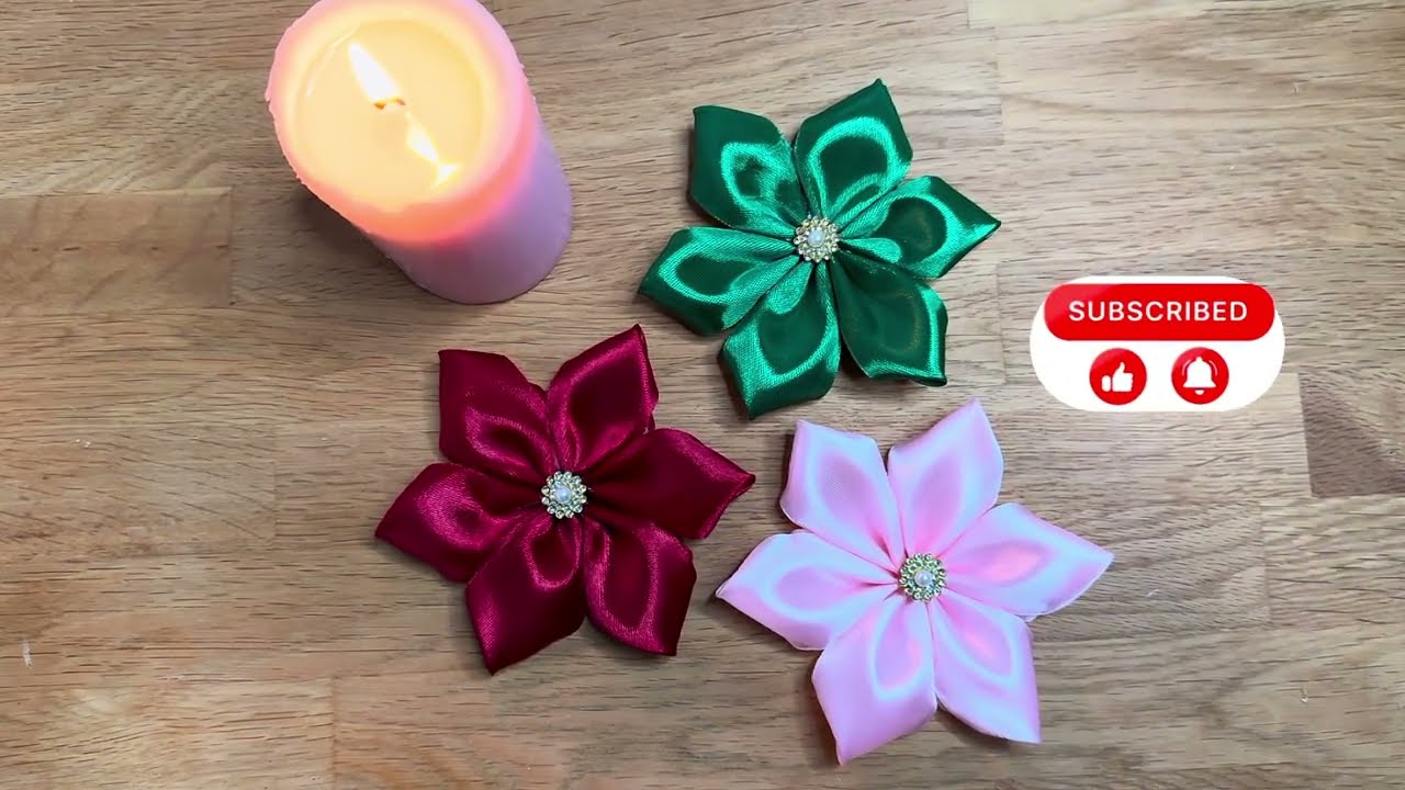 How to make a flower with ribbon 🎀🌸😃