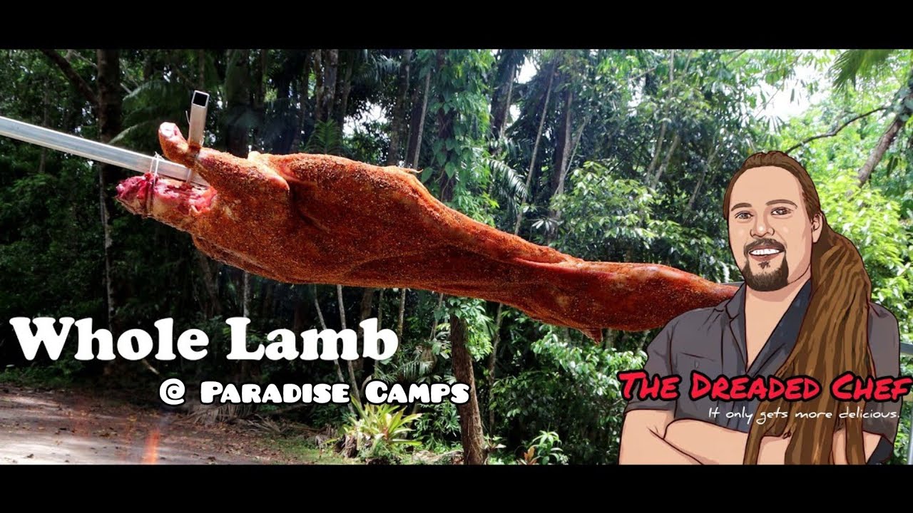 Cooking a whole Lamb Cook up at Paradise camps using wood fire bbq
