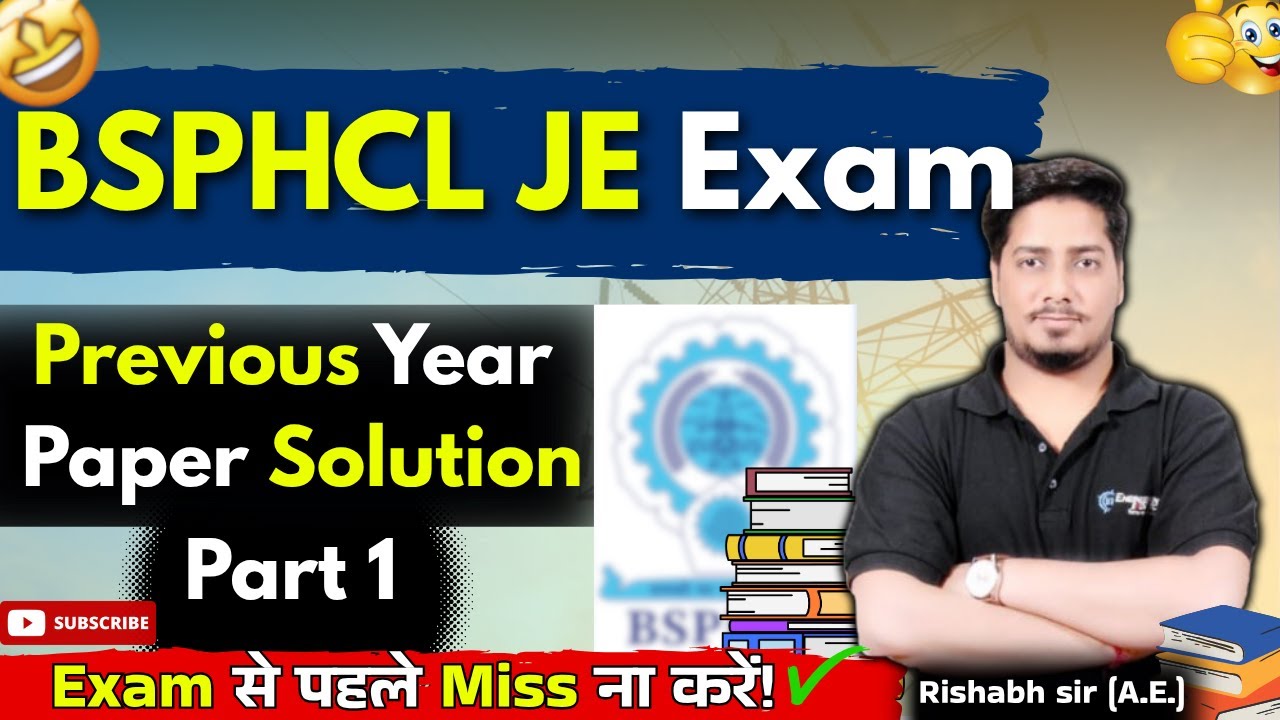 Previous Year Paper Solution for BSPHCL JE Exam  Part 1 by Rishabh sir  #rrbje2024 #sscje2025