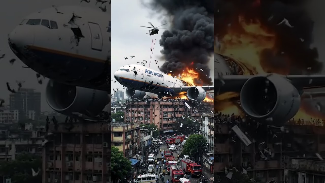 Air India Plane Crash Lands on Building in City 🔥 | Helicopter Rescue & Firefighters on Scene!