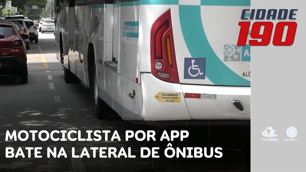 Motociclista por app avança preferencial e bate na lateral de ônibus | Cidade 190