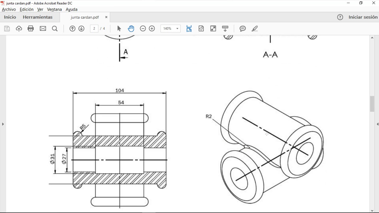 Cruceta cardán Solidworks