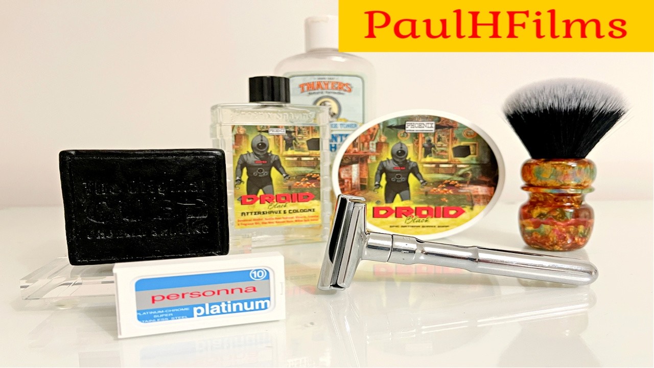 Merkur Futur Chrome | P.A.A. Droid Black CK-6 Formula – мыло для бритья