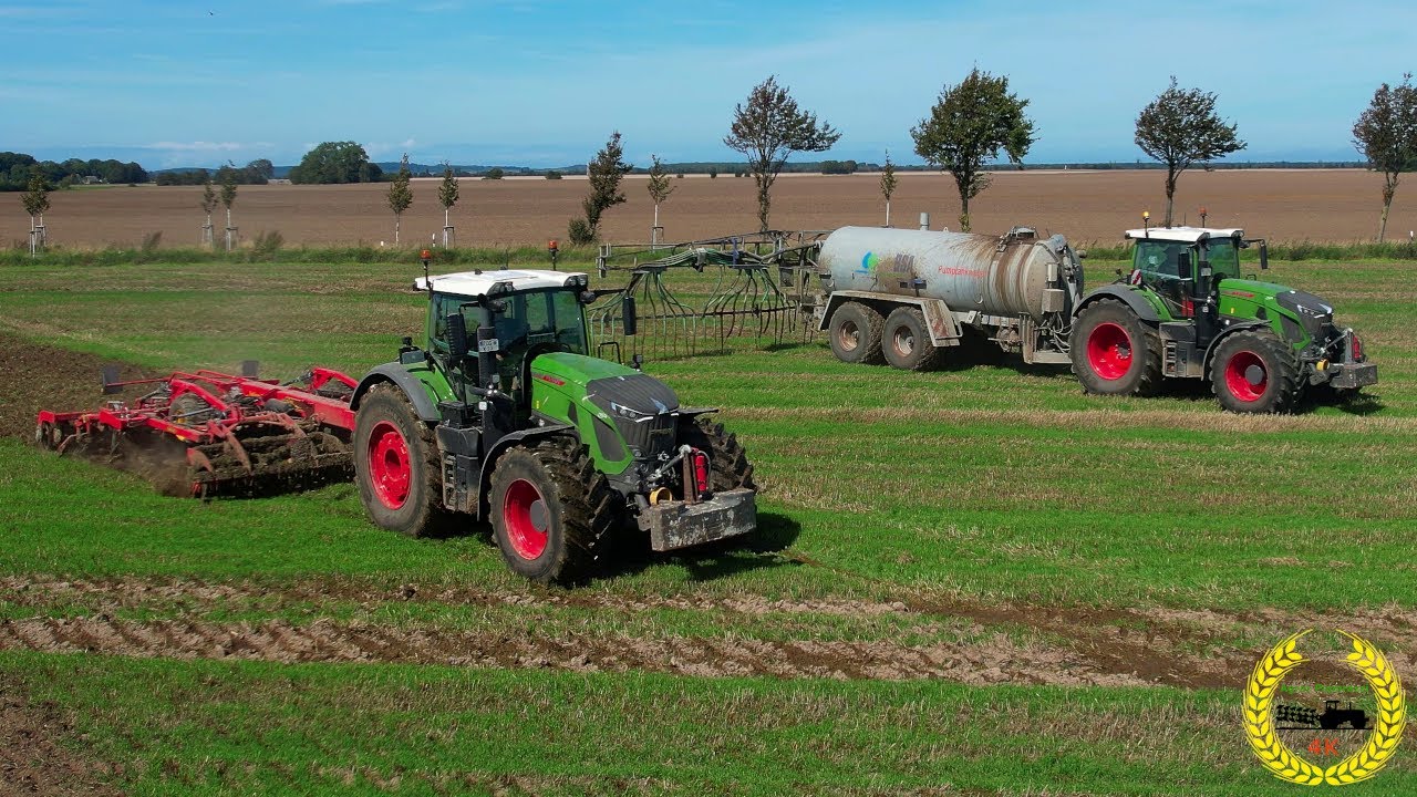 Gülleausbringung und Stoppelsturtz | 2 Fendt Vario | BSA Fass | Schleppschlauch | Väderstad Grubber