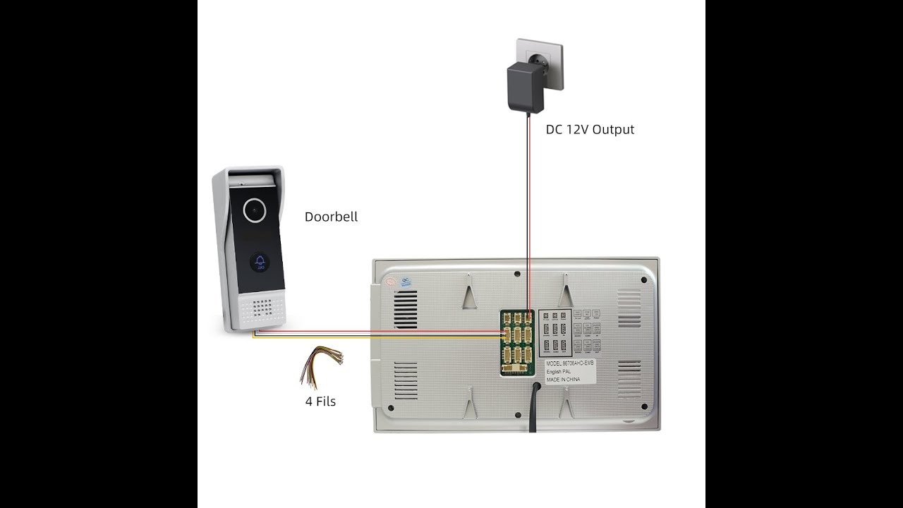 How to Connect Indoor Monitor and Out Doorbell ?   (4 Pin Wire)