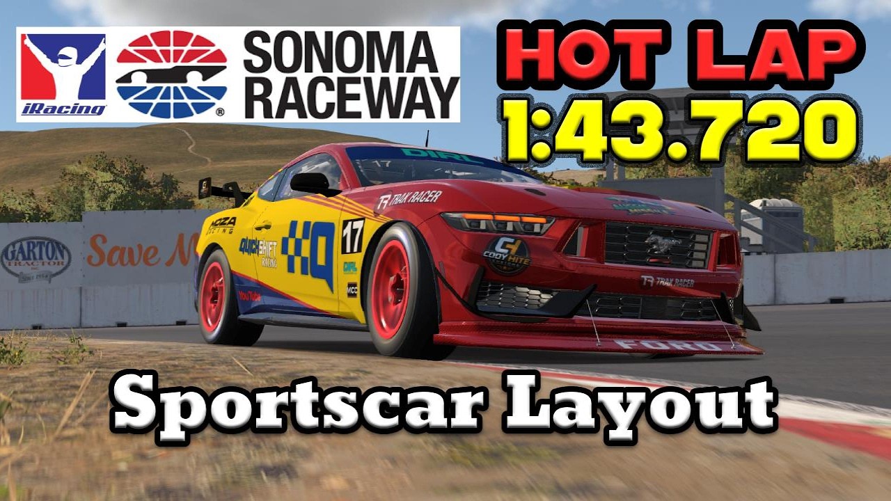 Hot Lap: Sonoma Sportscar Layout 1:43.720 (Fixed Setup) - iRacing GT4 Mustang