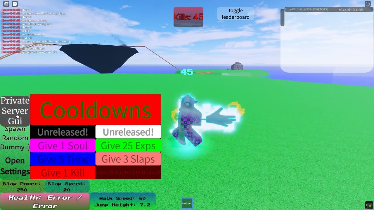 Voxlerstreak showcase. | Slap battles:Combat
