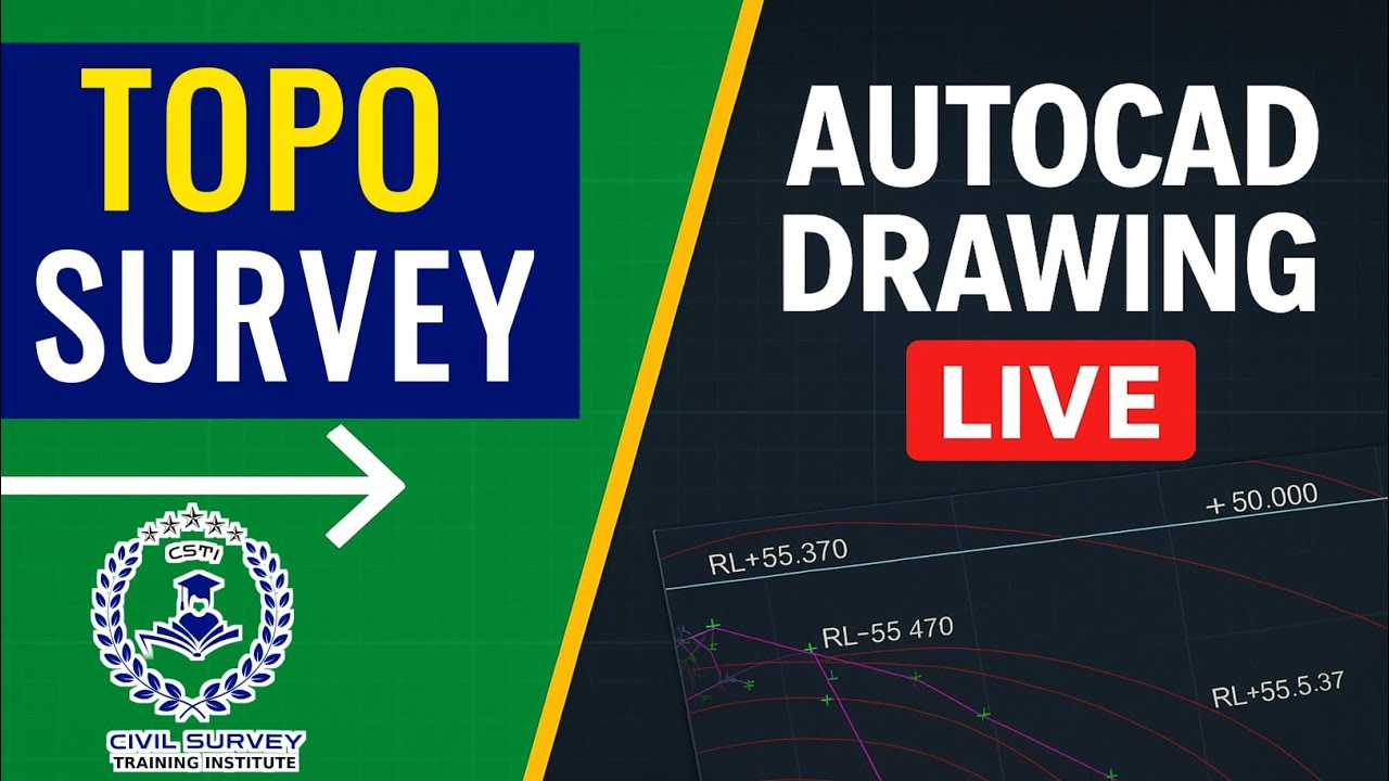 Topographic Survey to AutoCAD Drawing | Full Step-by-Step Live Practical | CSTI