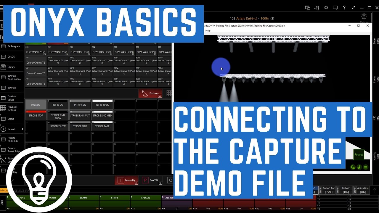 Подключение к демонстрационному файлу Capture — Основы ONYX