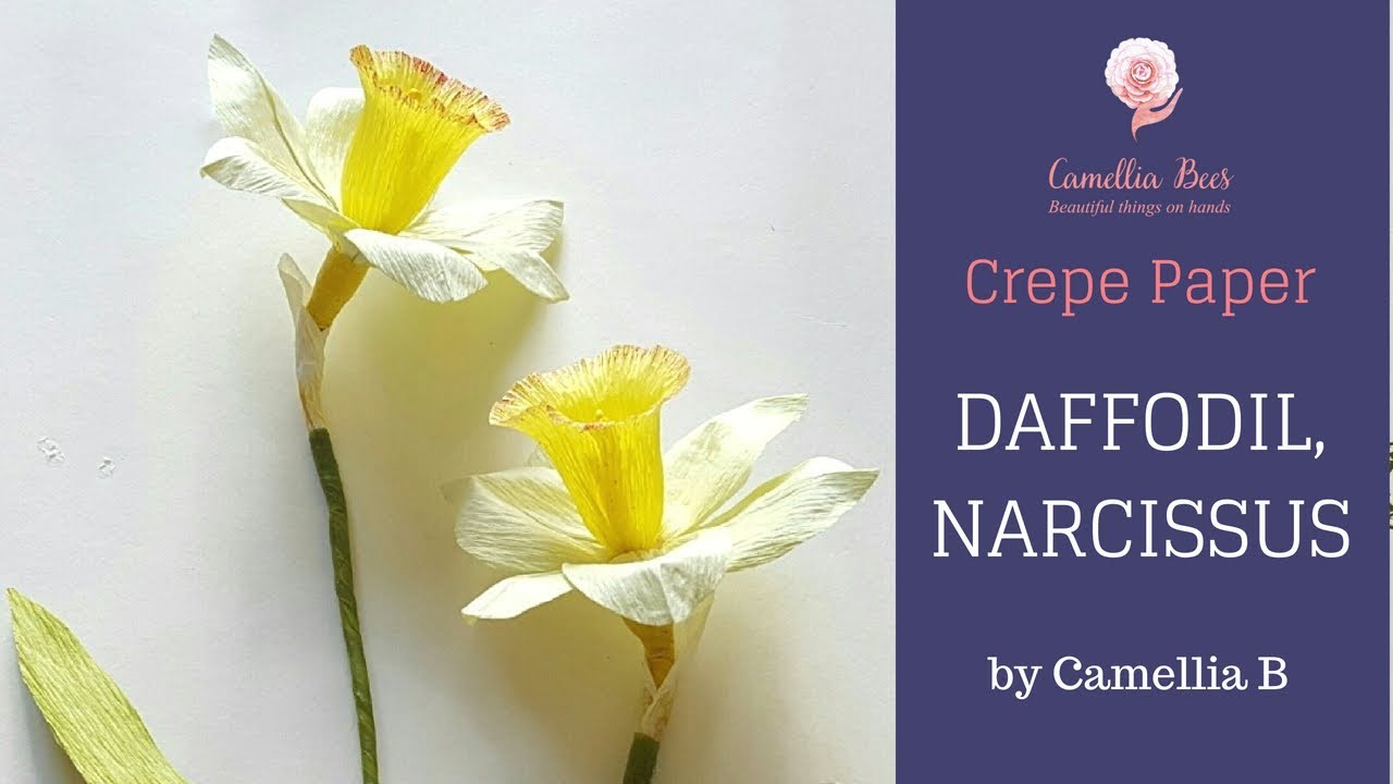 Crepe paper flowers, How to make Paper Narcissus (Daffodil) from crepe paper - Easy and Realistic