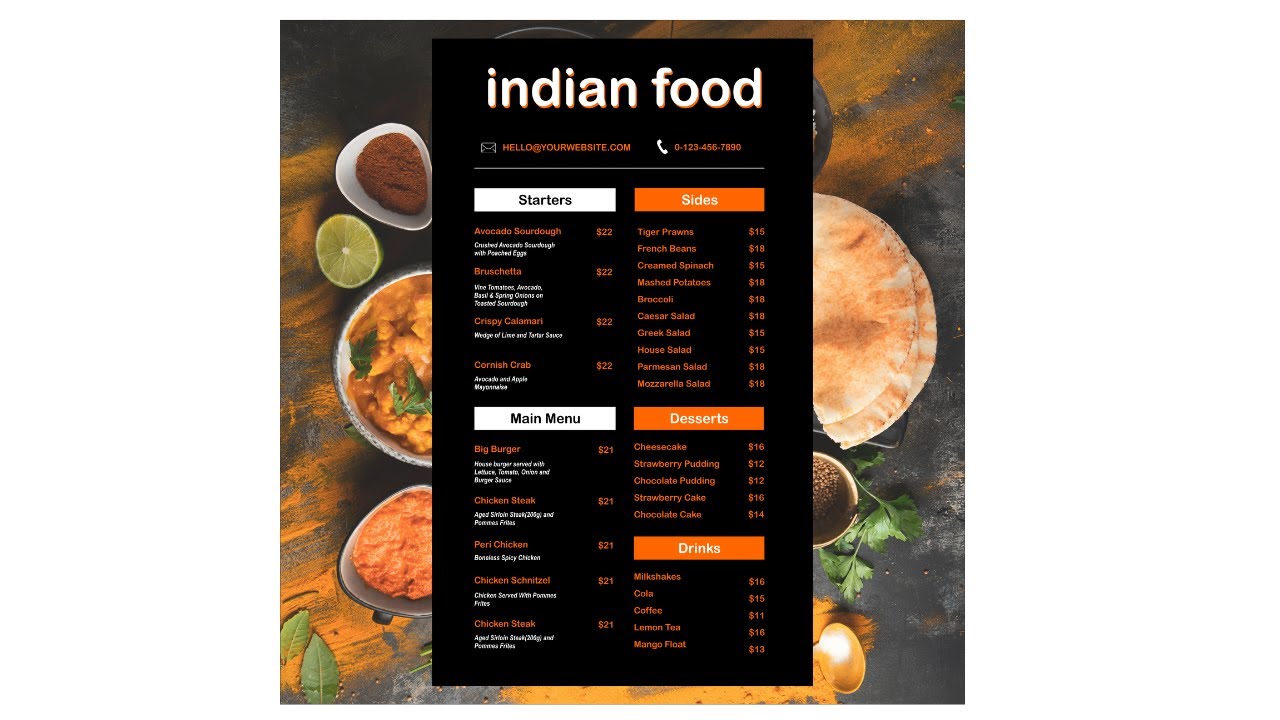 Menu | M-4 | Menu card | Restaurant Menu | Table Menu | Fast Food Menu | Hotel Menu Card