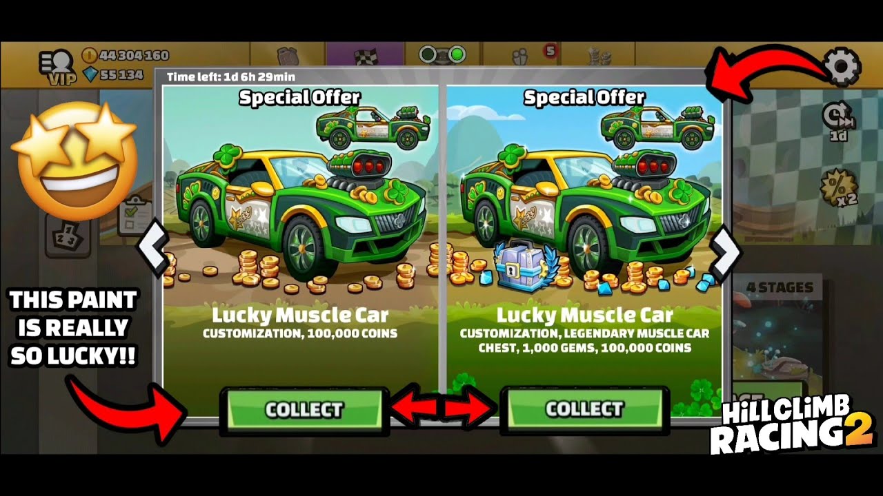 🤩LUCKY MUSCLE CAR PAINT SPECIAL OFFER GAMEPLAY & CHALLENGES FOR YOU!! - HILL CLIMB RACING 2