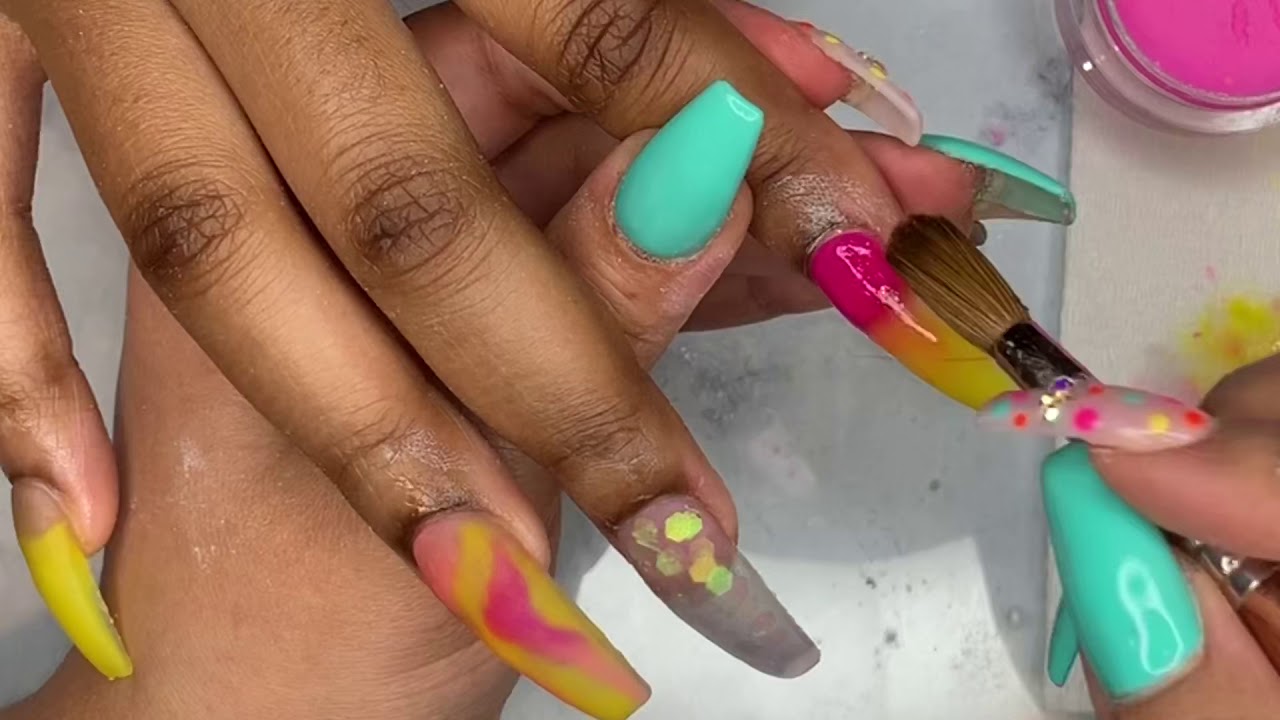 Acrylic Nails Tutorial | Color Acrylic Nails | No polish All Acrylic