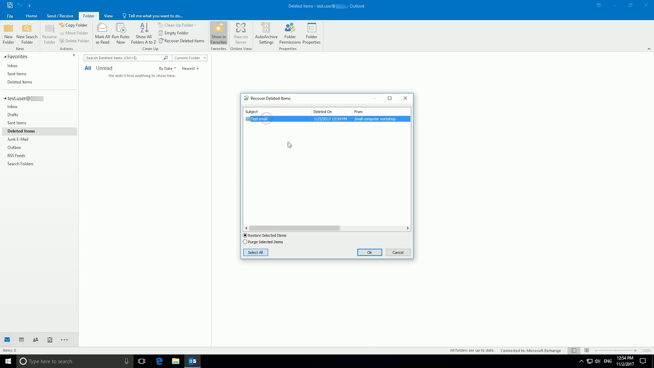 How to recover deleted items in outlook 2016