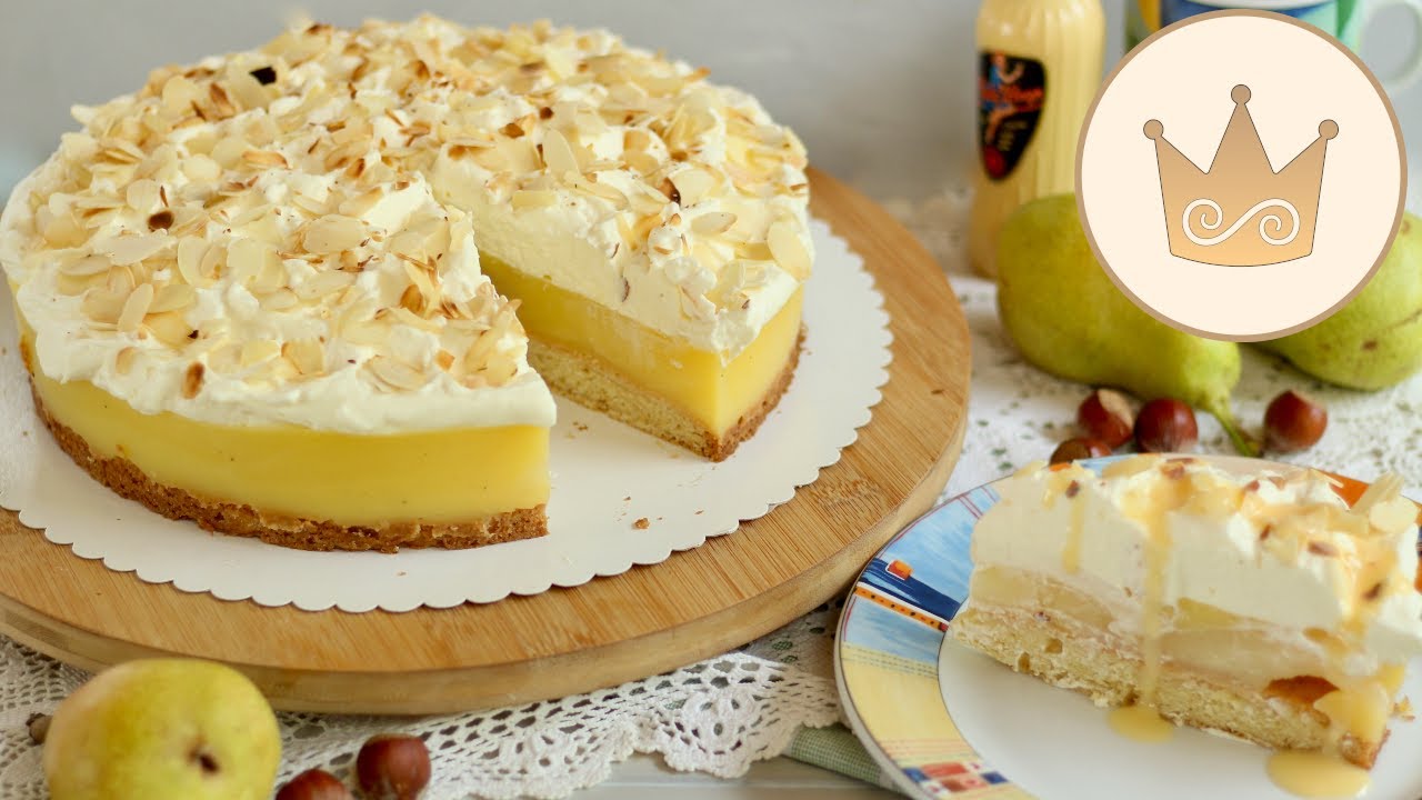 🍐 Super LECKERE BIRNEN-WEIN-TORTE mit Knusperboden und Eierlikör Sahne! | Rezept von Sugarprincess