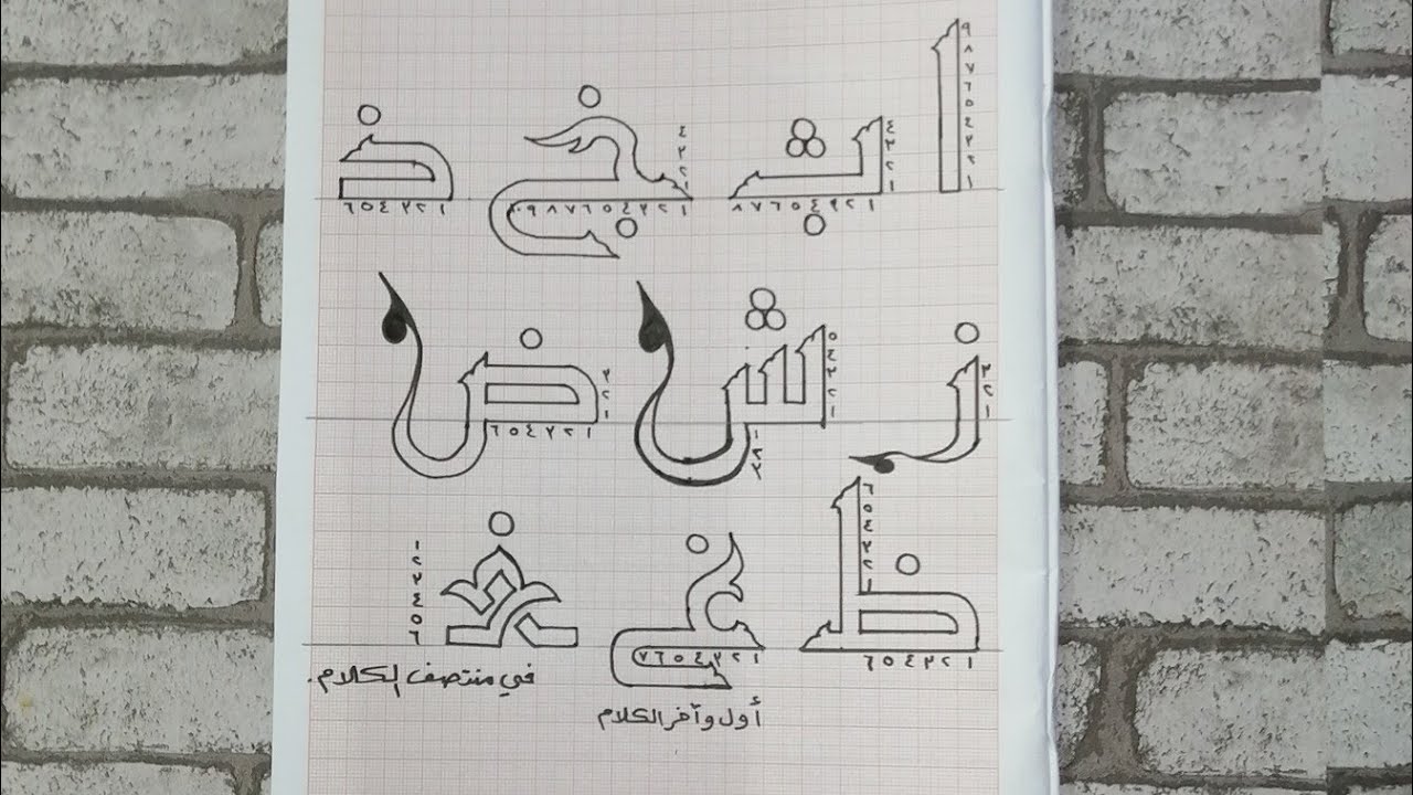تعليم كتابة الحروف العربية بالخط الكوفي بطريقة بسيطة/ الجزء الأول