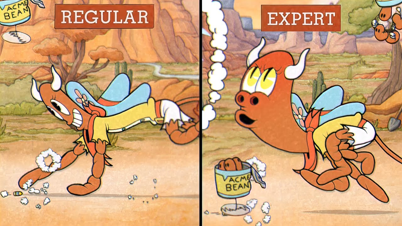 Cuphead DLC - Esther Winchester Regular vs Expert - Difficulty Comparison