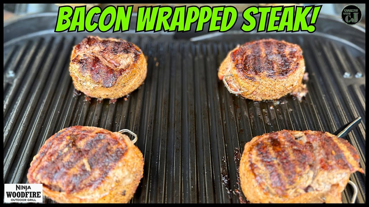 Ninja Woodfire Grill Bacon Wrapped Filet Mignon!
