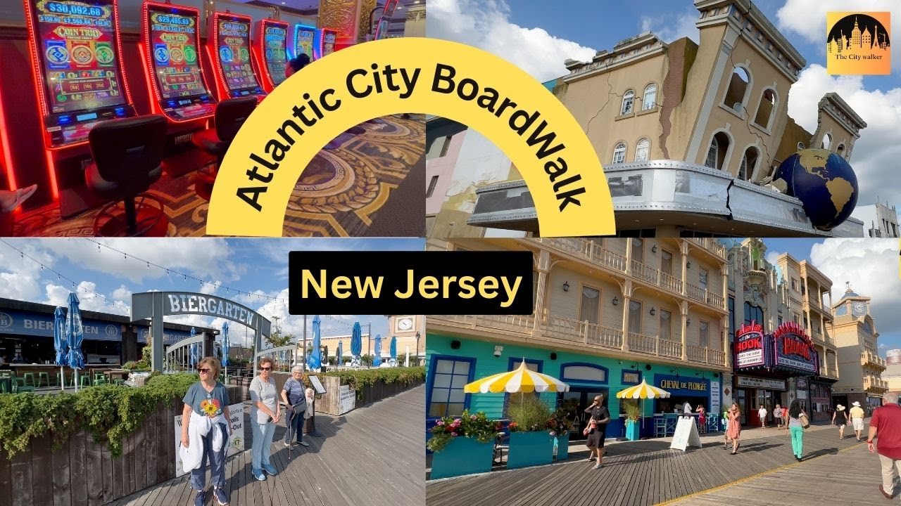 Atlantic city BoardWalk!! Caesars, Hard Rock Casino Virtual Walk in 4k