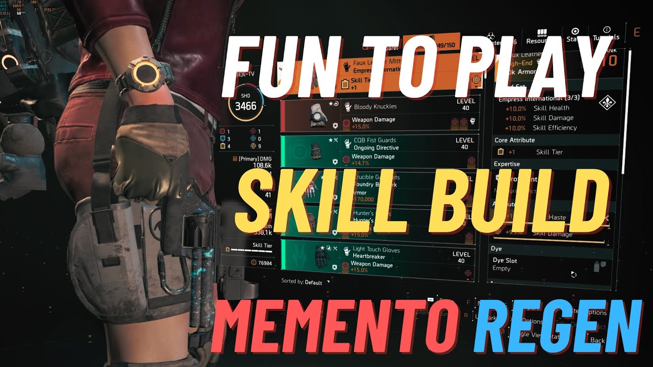 THE DIVISION 2 - MEMENTO SKILL LEGENDARY BUILD TU18