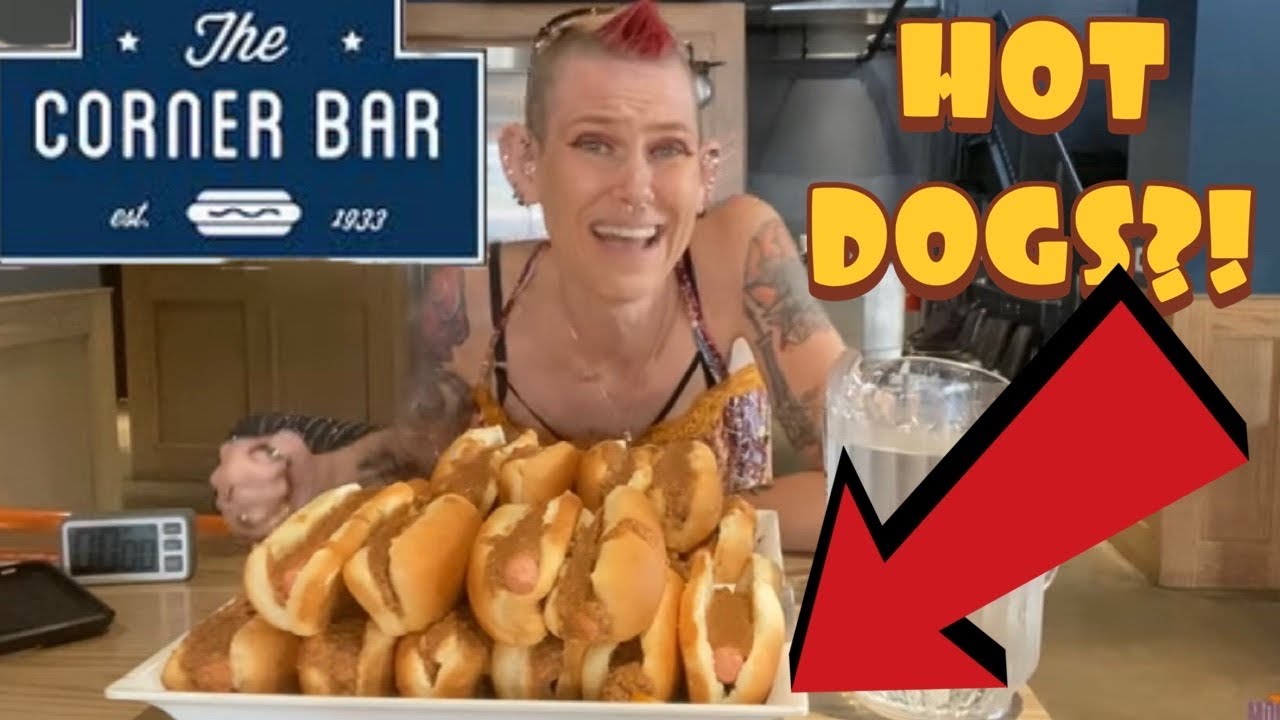 CORNER BAR HOT DOG CHALLENGE | THATS A LOT OF DOGS |  MOM VS FOOD