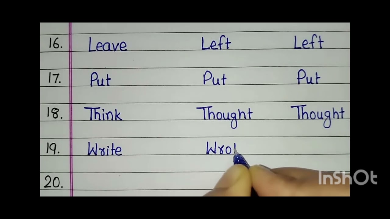 30 verb and verb ki second an third form