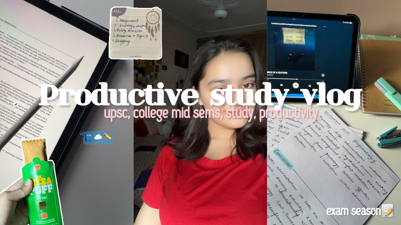 🍵📖Productive Study Vlog| upsc ,college mid sems , study motivation 