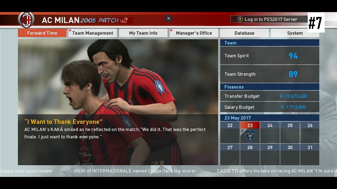 Milan 2005  [PES 2017 - PC] 2005 Patch v2 - 2ой Сезон #7- #fifa   #soccer  #milan  #pes6